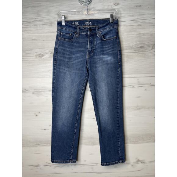 A.N.A Jeans Womens 4P Blue High-Rise Straight Leg Stretch Denim Pants Cropped - Picture 1 of 11